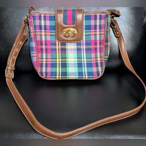 Ralph Lauren Chaps Plaid Preppy Crossbody Purse With Adjustable Strap